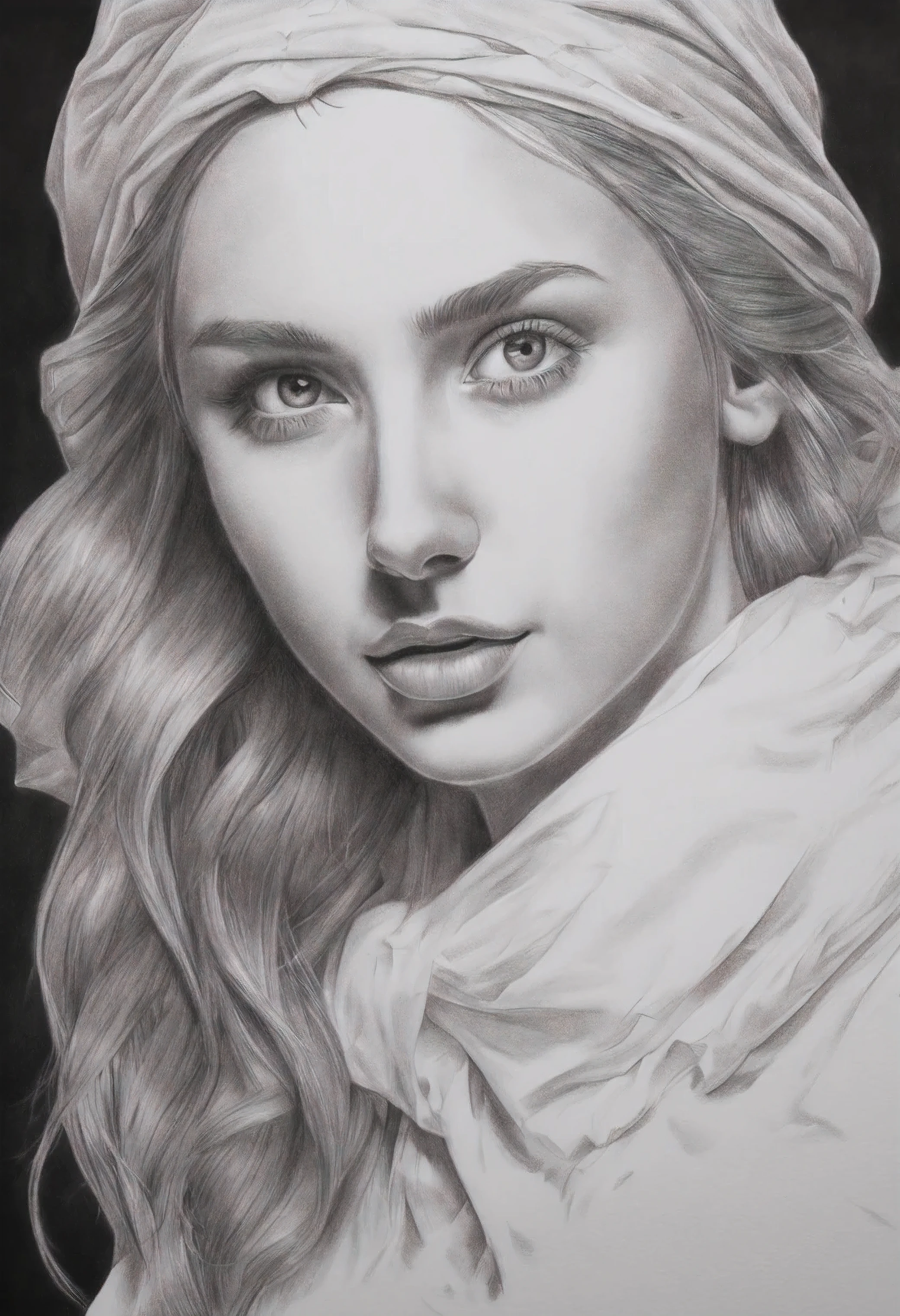 pencil drawing [Venera], on a white sheet of paper, 3d rendering, realism, detailing --ar 4:2