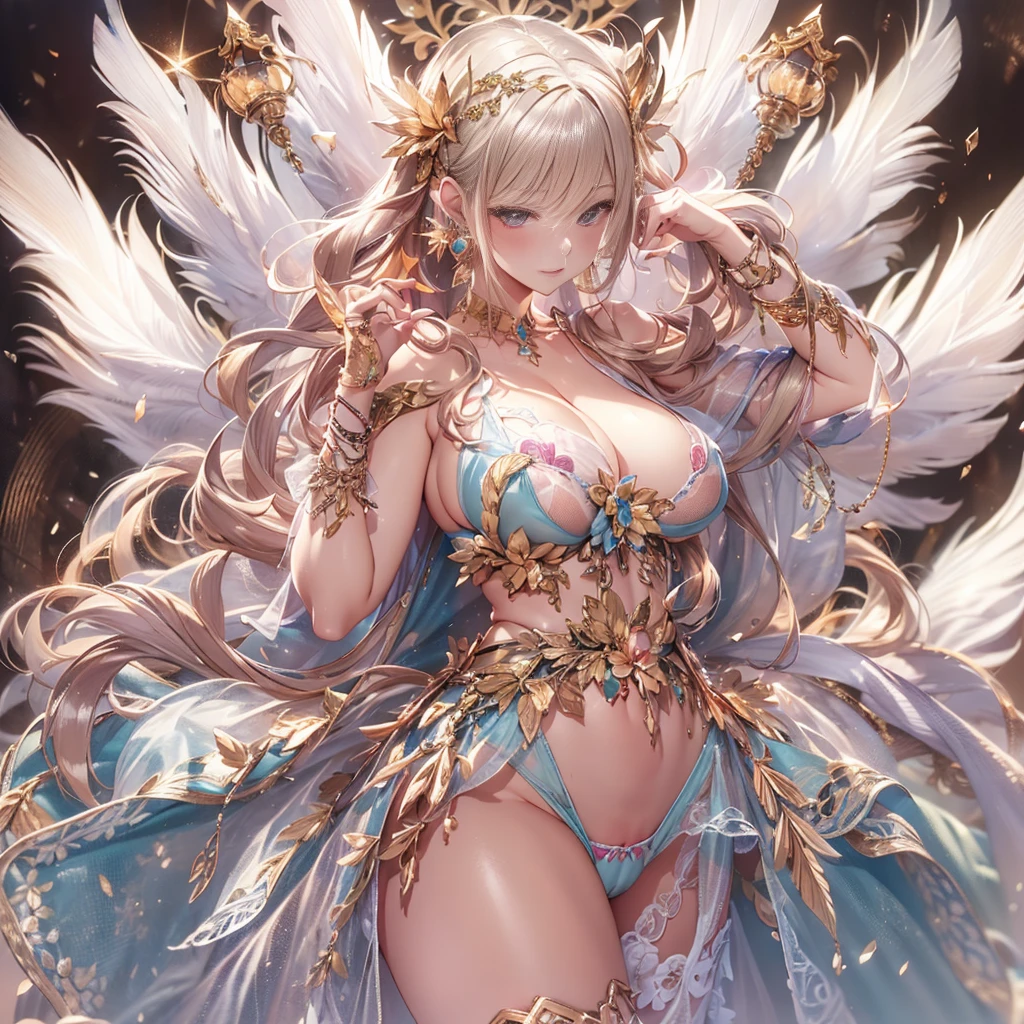 beautiful美しさ, 3D two-dimensional, rich, blonde, skirt, stockings, high heels, poison、star、star、(Highly detailed CG Unity 8K wallpaper),(masterpiece), (最high quality), (Super detailed), (best illustrations),(best shadow), (sharp eyeliner, eye shadow, fine eye:1.1), (超High resolution,realistic,最high quality,realistic),(8K,RAW photo,最high quality,マstarプル),mature woman、sensual curves、huge breasts、thighs、bubble、お尻のmasterpiece, 最high quality, Super detailed, full body shot, mature woman, beautiful mature woman, nightgown and underwear, enchanting smile, thick lips, Chubby lips, blush, looking at the viewer, provocative expression, beautiful髪型, cleavage, Plump、curvy hips、attractive face、sexy lingerie、an inviting gaze、Expression of emotions、Lewd underwear、(((erotic see-through lingerie set)))、Standing position、gorgeous accessories 、big breastsの女性, bare shoulders, golden hair, colored feather, metal ornaments, colored flowers, particle, light, (masterpiece, 最high quality, 最high quality, official art, beautiful and aesthetic:1.2), (1 girl:1.3), very detailed,(fractal art:1.1),(colorful:1.1)、(flowers:1.3),most detailed,(zentangle:1.2), (dynamic pose), (abstract background:1.3), (shiny skin), (lots of colors :1.4), ,(earrings:1.4), (feather:1.4),masterpiece, 最high quality, Super detailed, 30~40 years, full body shot, beautiful 、various hairstyles,gold headband,plump breasts,beautiful butt,greek clothing,Tulle covers the breasts,perfectly proportioned, detailed clothing details,marble,god statue,cinematic lighting, film grain, Fuji color, 8K, masterpiece, Super detailed, high detail, high quality, High resolution,(((NSFW:1.2)))、exposed chest、Openwork decoration,(((see through dress)))、(((anatomically correct body))) , 最high quality, Super detailed, (((Lewd underwear)))、raise your butt, from below, (((R-18)))、Hakari、thighs, big breasts, Are standing, cowboy shot, blush, (((1 girl))), (masterpiece:1.3), (High resolution), (8K), (very detailed), perfect face, Nice eye and face, (((最high quality))), (Super detailed), detailed face and eye, (alone), High resolution、beautifuleye,(((sexy pose)))、(((整ったbig breasts)))、((beautiful eye))、luxury、(((超High resolution)))、(((detailed description)))、(((Chubby body type)))、(((Body parts that match the anatomy)))、beautiful長いまつ毛、balanced figure、2book arm、2 feet、Just the right size for your legs and arms、Fishnet tights、glamorous、(((Clear white and black eye)))、lipstick、Sparkling、Undistorted face, eye, and body、jewelry、gem
