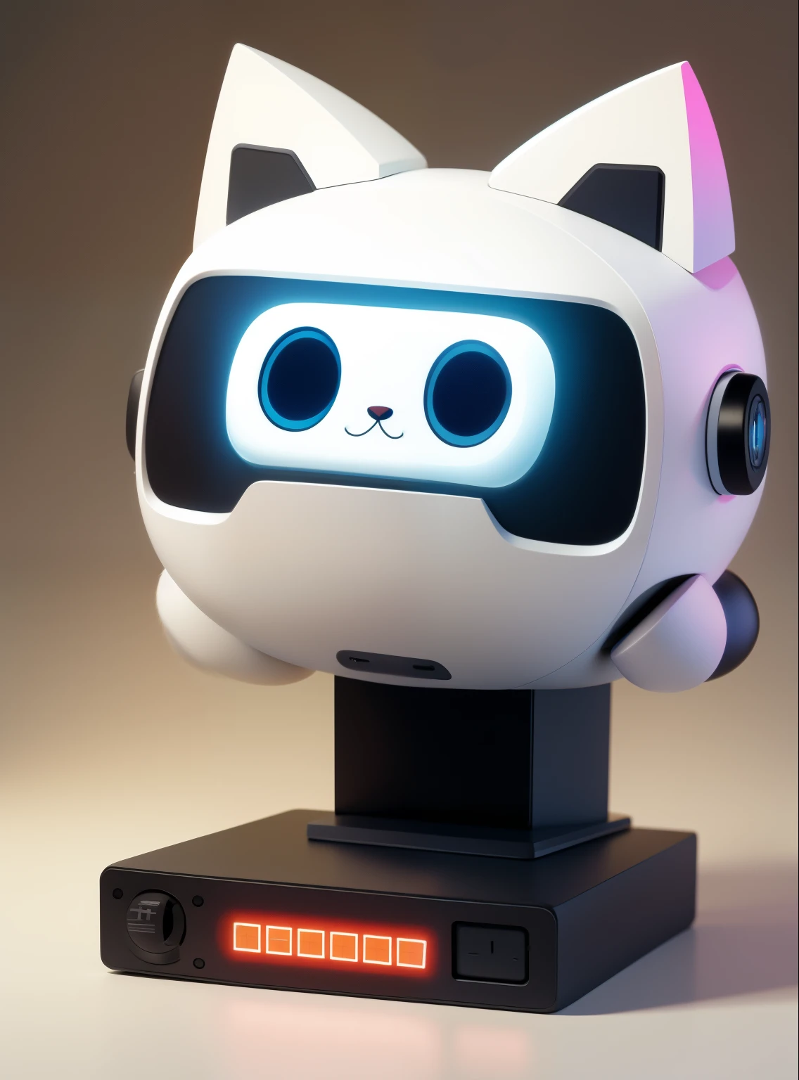  face is a computer monitor, 3D Cute Cartoon simple Robot Cat