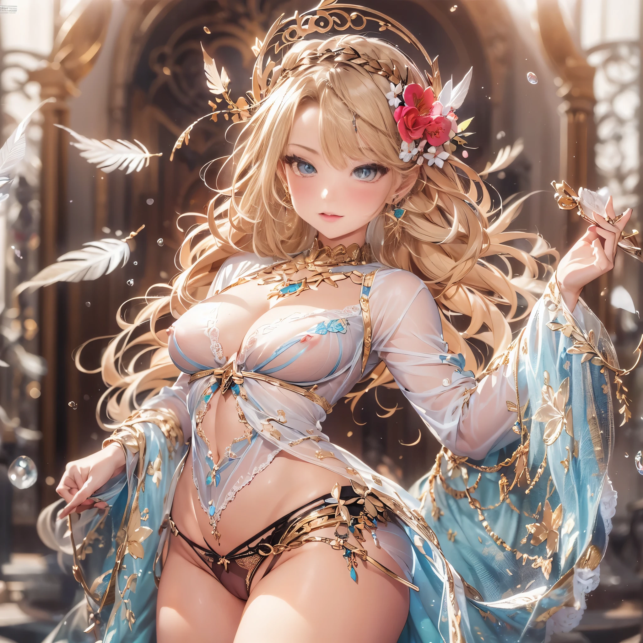 beautiful美しさ, 3D two-dimensional, rich, blonde, skirt, stockings, high heels, poison、star、star、(Highly detailed CG Unity 8K wallpaper),(masterpiece), (最high quality), (Super detailed), (best illustrations),(best shadow), (sharp eyeliner, eye shadow, fine eye:1.1), (超High resolution,realistic,最high quality,realistic),(8K,RAW photo,最high quality,マstarプル),mature woman、sensual curves、huge breasts、thighs、bubble、お尻のmasterpiece, 最high quality, Super detailed, full body shot, mature woman, beautiful mature woman, nightgown and underwear, enchanting smile, thick lips, Chubby lips, blush, looking at the viewer, provocative expression, beautiful髪型, cleavage, Plump、curvy hips、attractive face、sexy lingerie、an inviting gaze、Expression of emotions、Lewd underwear、(((erotic see-through lingerie set)))、Standing position、gorgeous accessories 、big breastsの女性, bare shoulders, golden hair, colored feather, metal ornaments, colored flowers, particle, light, (masterpiece, 最high quality, 最high quality, official art, beautiful and aesthetic:1.2), (1 girl:1.3), very detailed,(fractal art:1.1),(colorful:1.1)、(flowers:1.3),most detailed,(zentangle:1.2), (dynamic pose), (abstract background:1.3), (shiny skin), (lots of colors :1.4), ,(earrings:1.4), (feather:1.4),masterpiece, 最high quality, Super detailed, 30~40 years, full body shot, beautiful 、various hairstyles,gold headband,plump breasts,beautiful butt,greek clothing,Tulle covers the breasts,perfectly proportioned, detailed clothing details,marble,god statue,cinematic lighting, film grain, Fuji color, 8K, masterpiece, Super detailed, high detail, high quality, High resolution,(((NSFW:1.2)))、exposed chest、Openwork decoration,(((see through dress)))、(((anatomically correct body))) , 最high quality, Super detailed, (((Lewd underwear)))、raise your butt, from below, (((R-18)))、Hakari、thighs, big breasts, Are standing, cowboy shot, blush, (((1 girl))), (masterpiece:1.3), (High resolution), (8K), (very detailed), perfect face, Nice eye and face, (((最high quality))), (Super detailed), detailed face and eye, (alone), High resolution、beautifuleye,(((sexy pose)))、(((整ったbig breasts)))、((beautiful eye))、luxury、(((超High resolution)))、(((detailed description)))、(((Chubby body type)))、(((Body parts that match the anatomy)))、beautiful長いまつ毛、balanced figure、2book arm、2 feet、Just the right size for your legs and arms、Fishnet tights、glamorous、(((Clear white and black eye)))、lipstick、Sparkling、Undistorted face, eye, and body、jewelry、gem