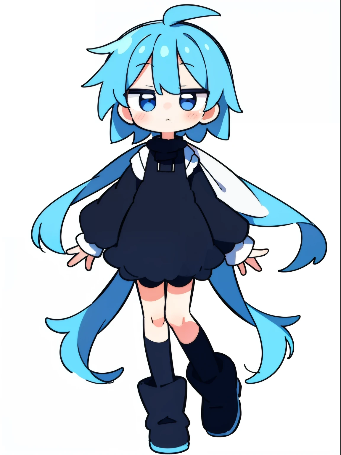 1boy, cute, kawaii, (blush), expressionless, thigh, simple background, (white background), full body,Fine-weather Doll