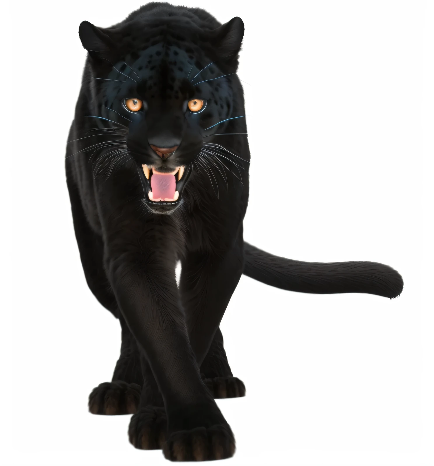 黑Leopard，Leopard，凶猛的Leopard，Leopard在白色背景上行走，hyper real highly detailed, frontal pose, 8K hyper-realistic animals，hyper real highly detailed, , full body shot hyperdetailed,黑Leopard，High quality 3D realistic, Extremely high quality scans，4K，8k，ultra high definition， highly detailed animals, Strong and fierce, digital rendering, Digital Art Animal Photos