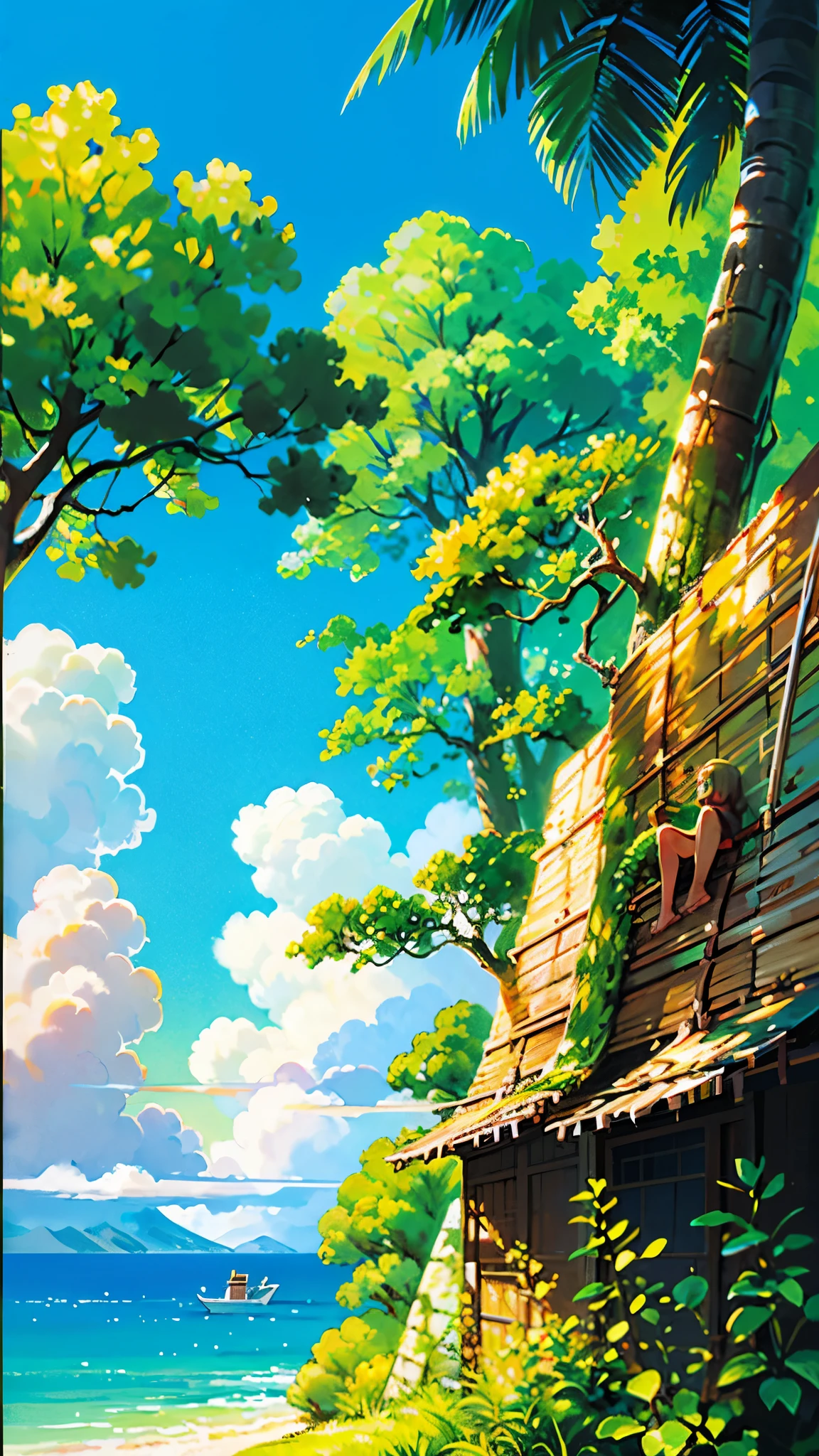 The healing cute style of natural scenery, thin-rimmed metal-framed glasses, the warm and bright sunny atmosphere in the background, and the beautiful scene of leisure.