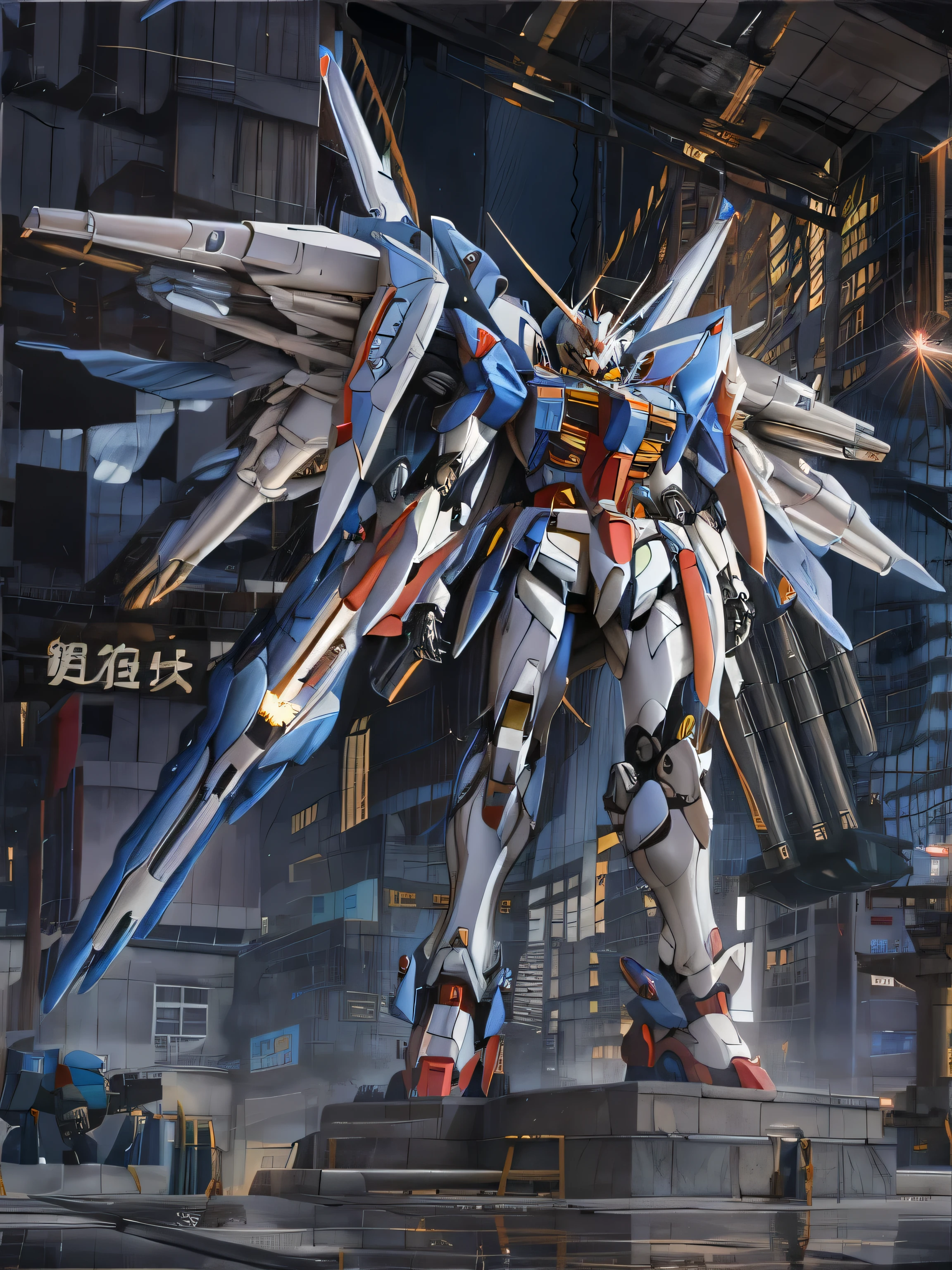 Large robot standing in a building，Anime mecha, Anime large mecha,, Cool mech style, Anime mecha,  Gundam, 巨型Anime mecha, , Anime mecha美学