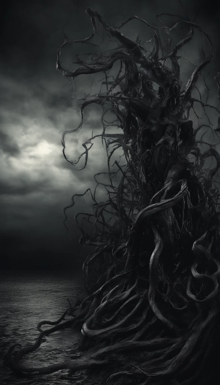 eldritch horror in the dark, darkness,Full body like, highly detailed surreal vfx,oc rendered,Shot with 70 mm - AR 16:9 --q 2 --s 1000