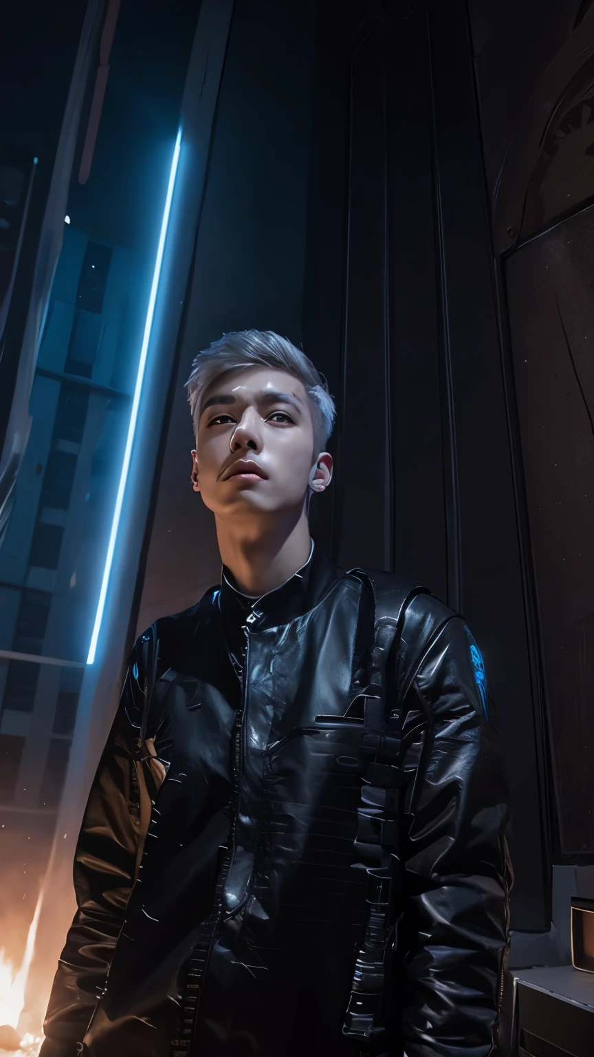 Change background cyberpunk handsome boy realistic face,8k, ultra realistic
