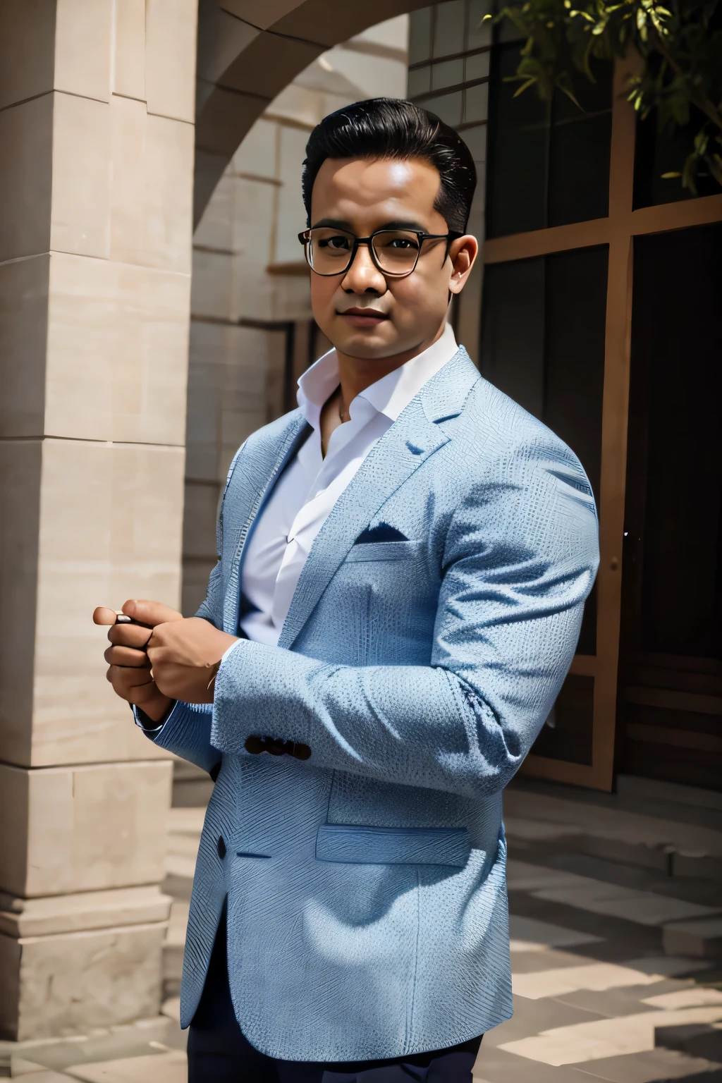 handsomeman with glasses, background great city, anies baswedan, boku, boku sagara