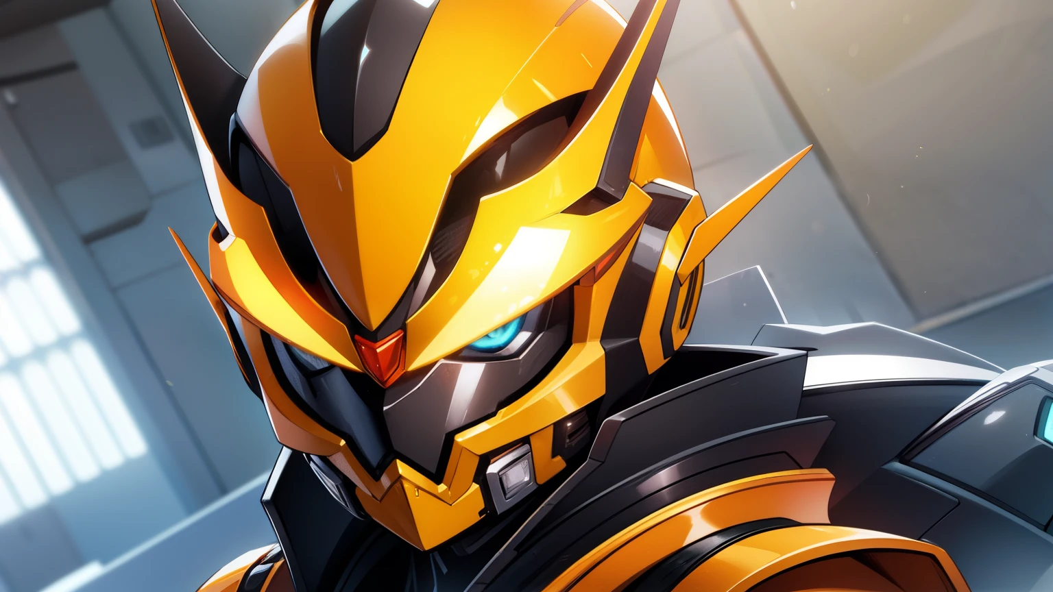 kamen rider solaris, kamen rider driver, orange flame motif, queen bee motif, mecha humanoid helmet, face entirely covered on helmet, standing, BREAK looking at viewer, BREAK (masterpiece:1.2), best quality, high resolution, unity 8k wallpaper, (illustration:0.8), (beautiful detailed eyes:1.6), extremely detailed face, perfect lighting, extremely detailed CG, (perfect hands, perfect anatomy)