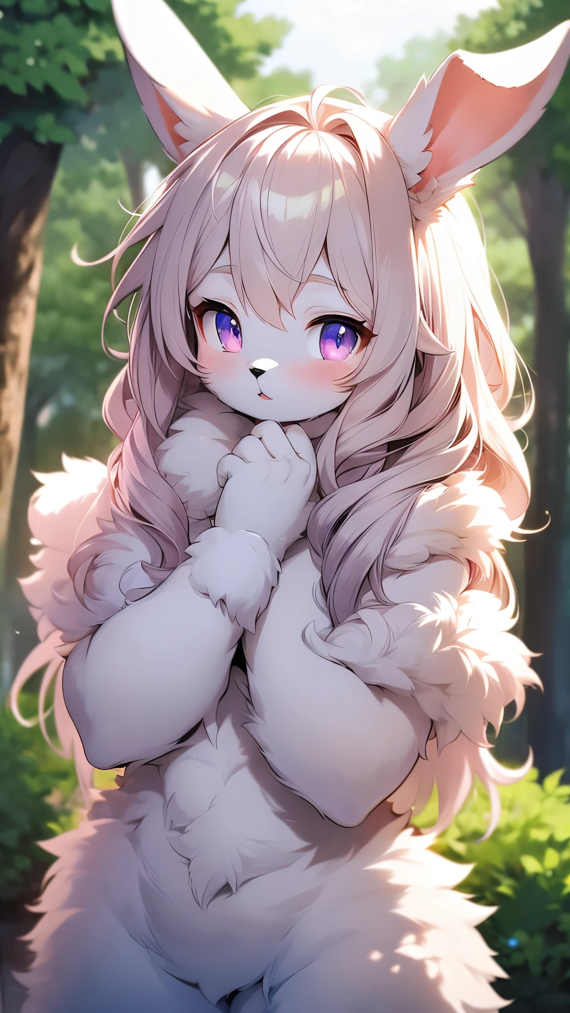 Ultra detailed fur,best quality,best resolution,rabbit furry girl,2 girls,naked,blush