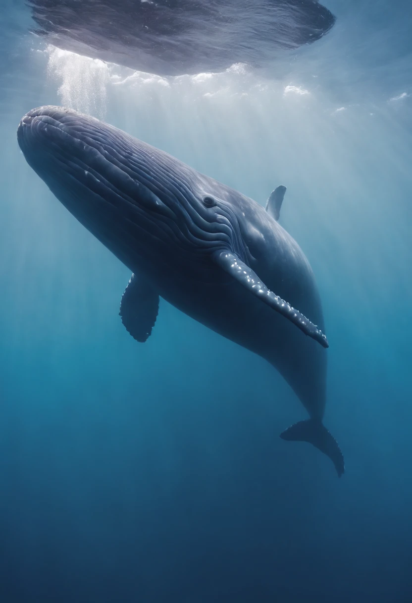 blue whale swimming with divers
