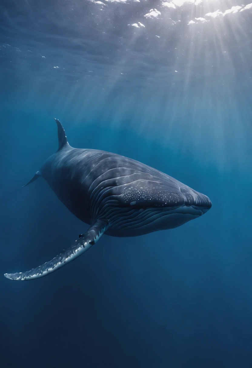 blue whale swimming with divers