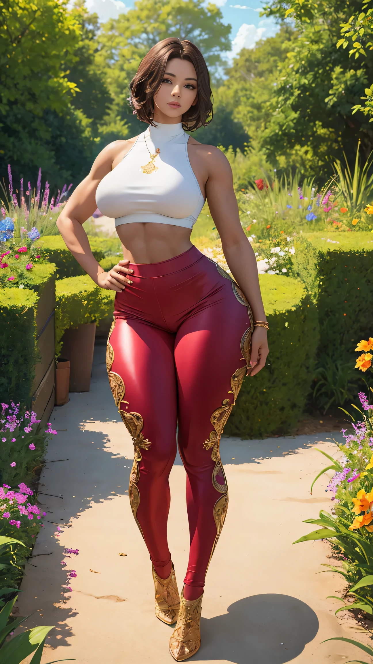(m1n1jello:0.6), crop top, short tight sweatpants, muscular, wide hips, large breasts, thick thighs, standing, looking at viewer, in a garden, looking at viewer, (masterpiece), (best quality:1.2), absurdres, intricate details, (highly detailed skin:1.2),, photorealistic, beautiful women, best quality, (masterpiece:1.3), closed mouth, looking at viewer,(highly detailed face:1.3), perfect face, full lips, full body view, tall, long sexy legs,
Base Negative 2.0,,jewelry