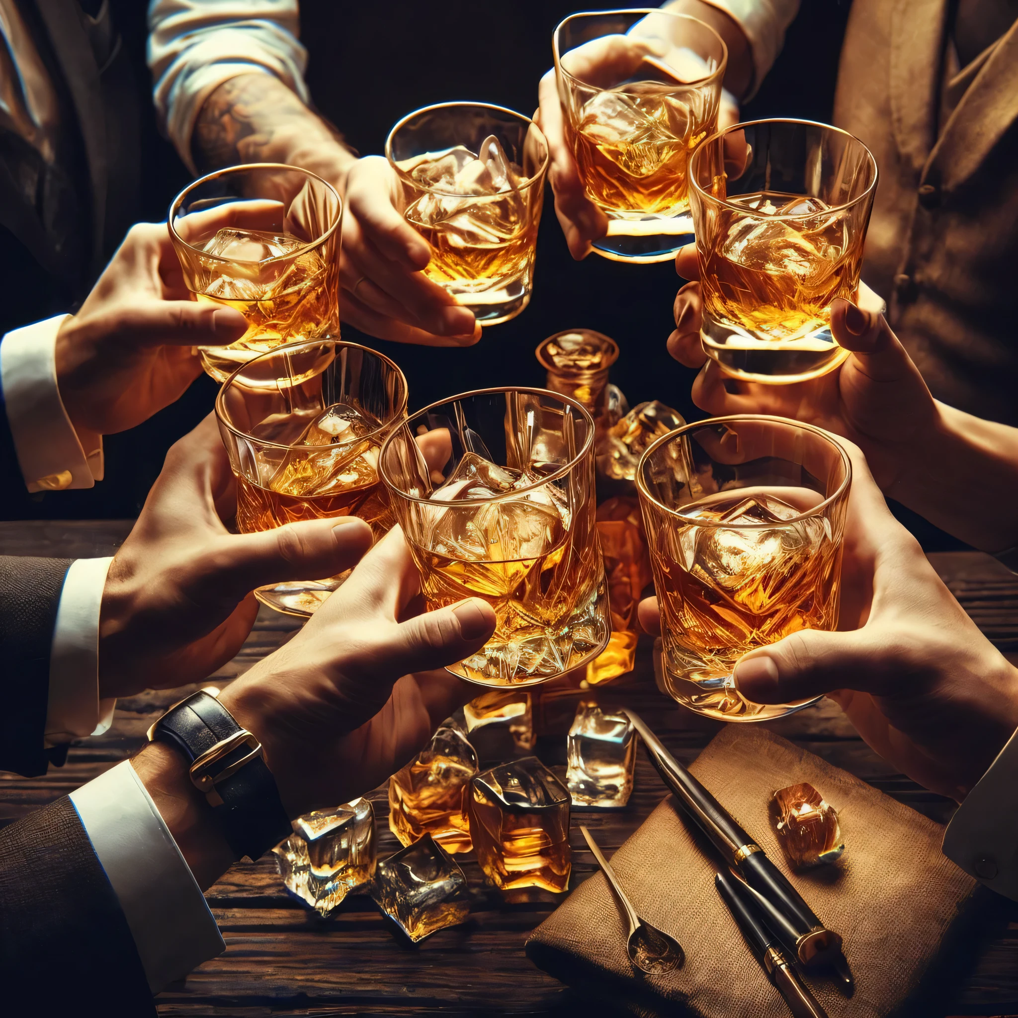 several people are holding glasses of whiskey, drinking whiskey, drinking a glass of whiskey, whisky, cheers, holding a shot glass of whiskey, whiskey,