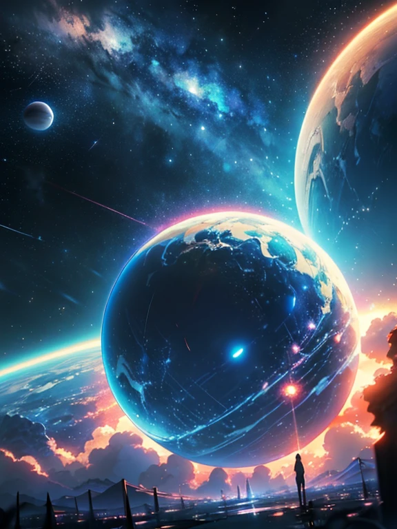 Anime - beautiful sky style scene with stars and planets, space sky. by makoto shinkai, anime art wallpaper 4k, anime art wallpaper 4k, anime art wallpaper 8k, anime wallpaper 4k, anime wallpaper 4k, 4k anime wallpaper, anime sky, awesome wallpaper, anime background, heavenly planets on the background, anime background art
