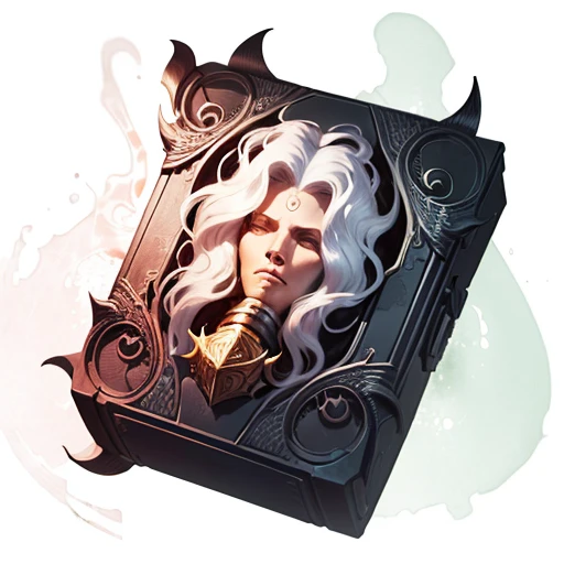 Lock Of Medusa Hair - When this lock is shown to a monster, it will have to make a save against paralysis. Has no effect on PC’s. One use., MagicItem_v1, (colored splash white background)