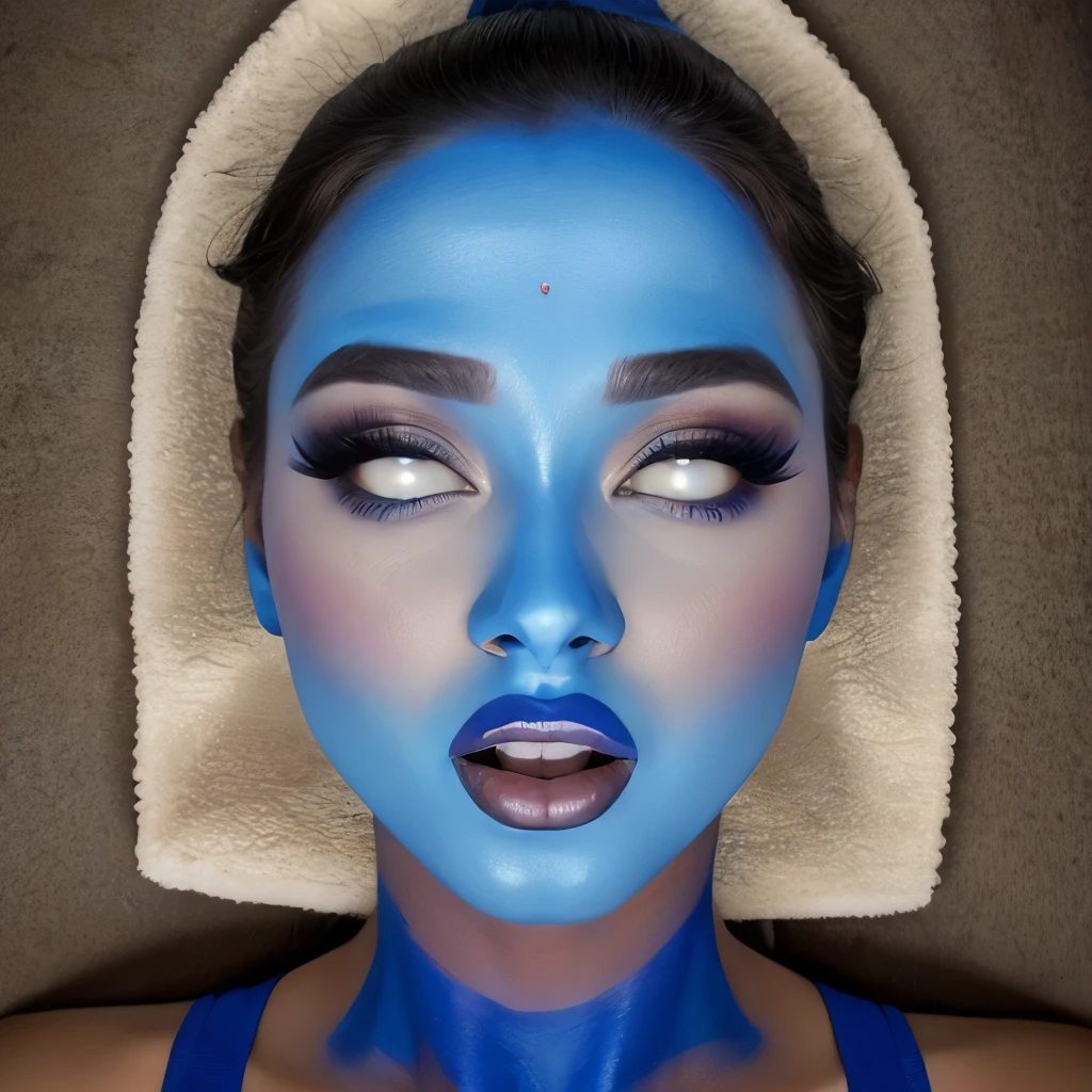 Blue face makeup,(masterpiece) blowjob 