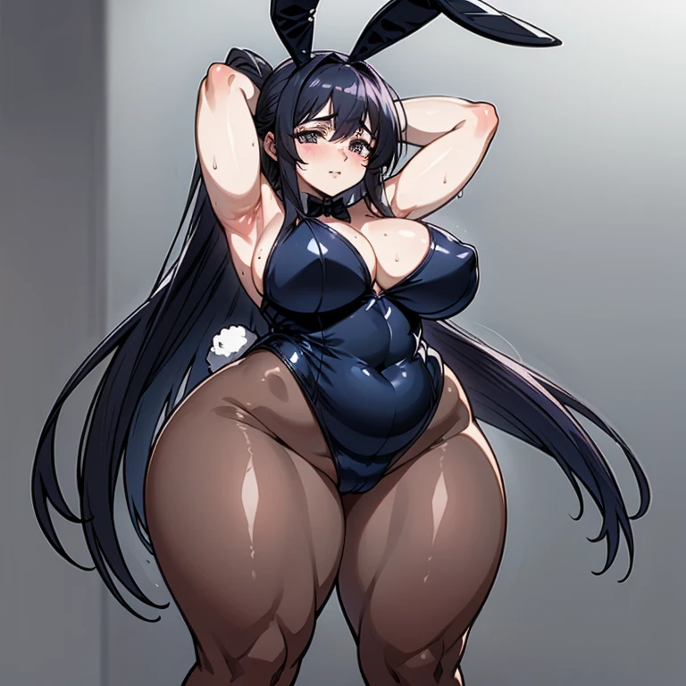 mujer madura, akeno, cabello corto, cabello , bunny suit, pechontes,( pezones osclabios, Cara traviesa, ruborizada ,ciudad medieval, Nube, maternal, panza de embarazo, cansada, sudorosa, grueso, standing, piernas abiertas, arms up ( wet). En un cuarto