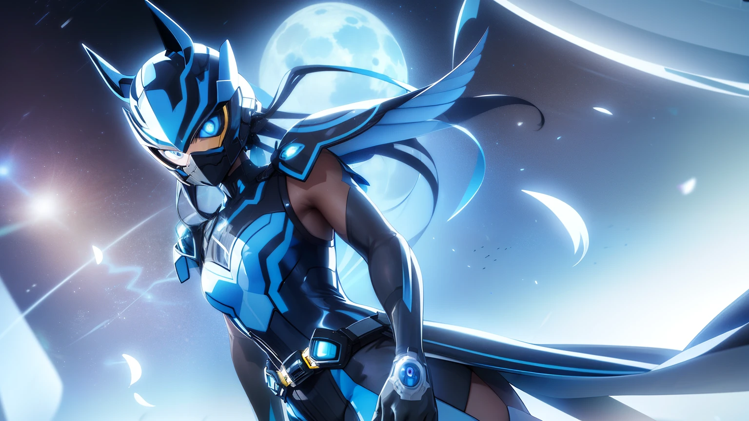 kamen rider luna, kamen rider driver, blue flame motif, wolf motif, mecha humanoid helmet, face entirely covered on helmet, standing, BREAK looking at viewer, BREAK (masterpiece:1.2), best quality, high resolution, unity 8k wallpaper, (illustration:0.8), (beautiful detailed eyes:1.6), extremely detailed face, perfect lighting, extremely detailed CG, (perfect hands, perfect anatomy)