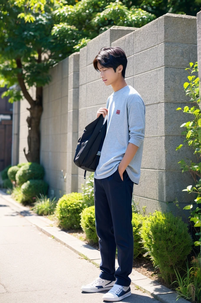 (Aesthetic、Artistic:1.2)、(Bright colors)、(Realistic、photorealistic:1.37)、(highest quality、4K、8K、High resolution、masterpiece:1.3)、(Warm colors)、(soft natural light)、((Handsome guy))、Japanese talent、actor style、I、(((cool)))、((male college student, 全日本male college studentミスターコンテスト入賞者のIは強制変身でElimination of male genitaliaしてI have a female genitalia) )、(Iはmale college studentミスターコンテスト入賞者)、female sexual desire、 the charm of youth、sensual、slim muscular body、Rin々New、 unreasonable、 forcibly、Incomprehensible、そのmale college studentは強制変身でElimination of male genitaliaしてI have a female genitalia、(Impossibility of becoming a boyfriend、Unable to become husband、Elimination of male genitalia、I have a female genitalia、 not a man anymore)、 I'm still thinking of being a boy、I still want to remain a boy、 I want to go back to being a boy right away、 (3boy) 、 Look at the crotch of a boy nearby、 その男根が欲New目線で、male college studentミスターコンテスト入賞者は突然の股間メス化を隠しているつもり、However, the boy clearly knows that the crotch is female.、Making the crotch male is a wasted effort、Casual clothing、 detailed
