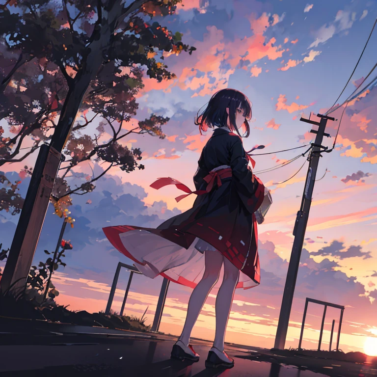 The sunset after goodbye is beautiful、Even you understand, Akane to the crow's song, this loneliness now turns into sound.