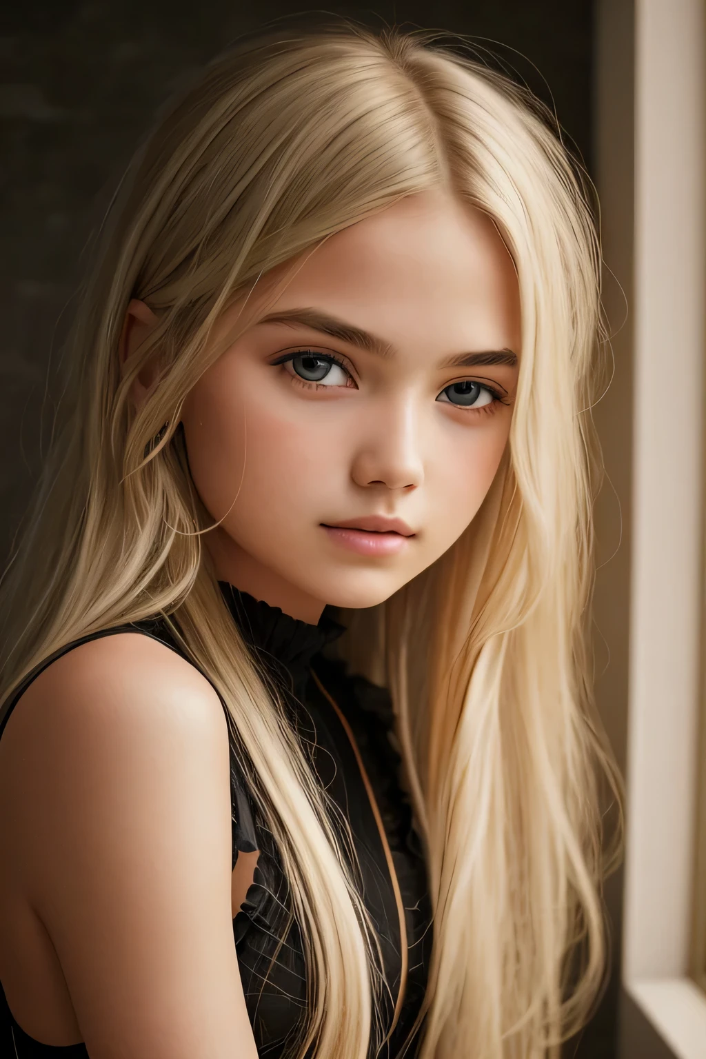 1girl in, 19, Solo, Long hair, Looking at Viewer, blondehair, Bare shoulders, jewelry, Full body, (extremely detailed 8k wallpaper), soft lighting, high quality, film grain, Fujifilm XT3 sharp focus, f 5.6, High Detail, Sharp focus,(natural light), (closeup:1.2), (seductive), black lingersuit, photo Realistic, A sexy