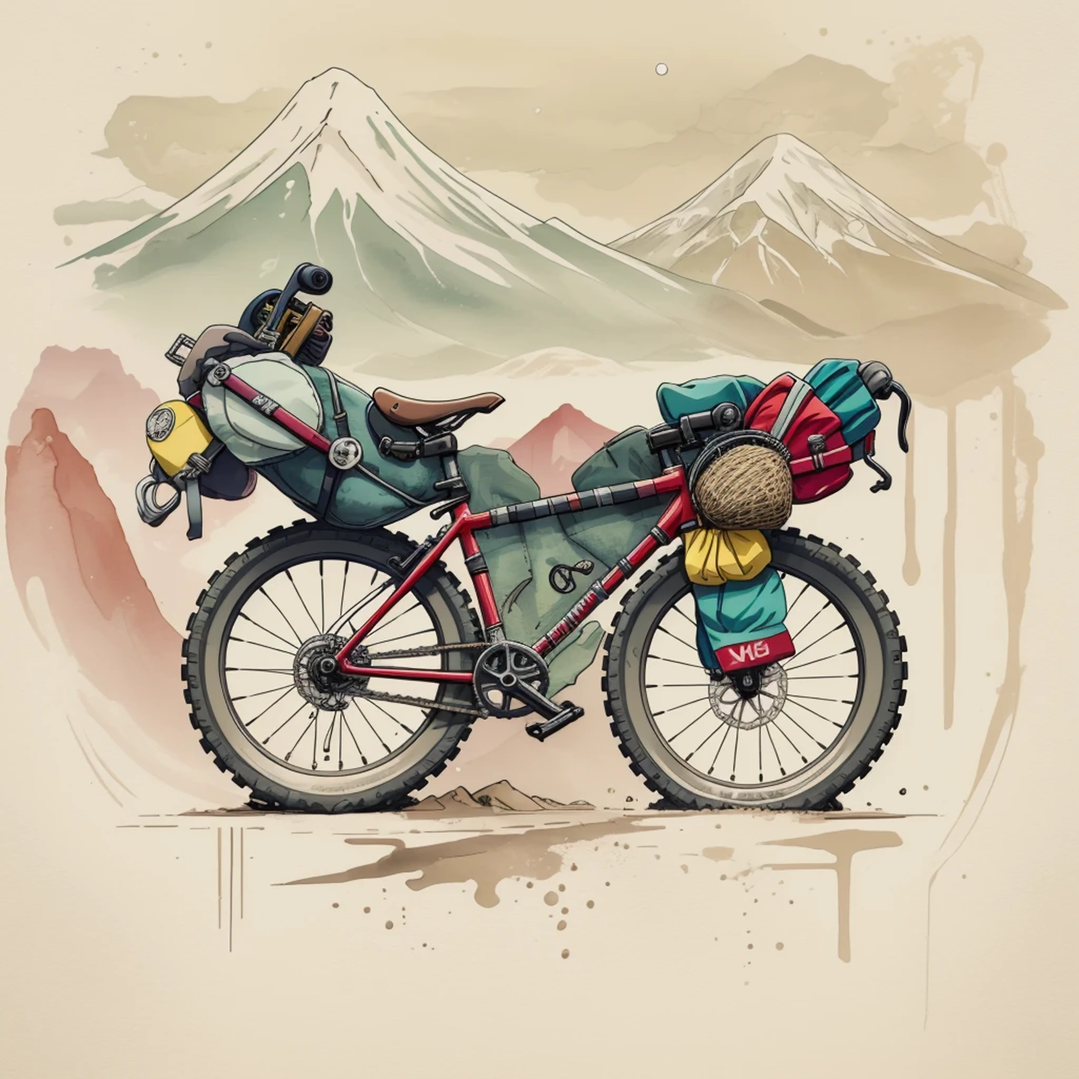 bicicleta,mountains, atardecer, colorido, lapiz, bosque, naturaleza, japon, 