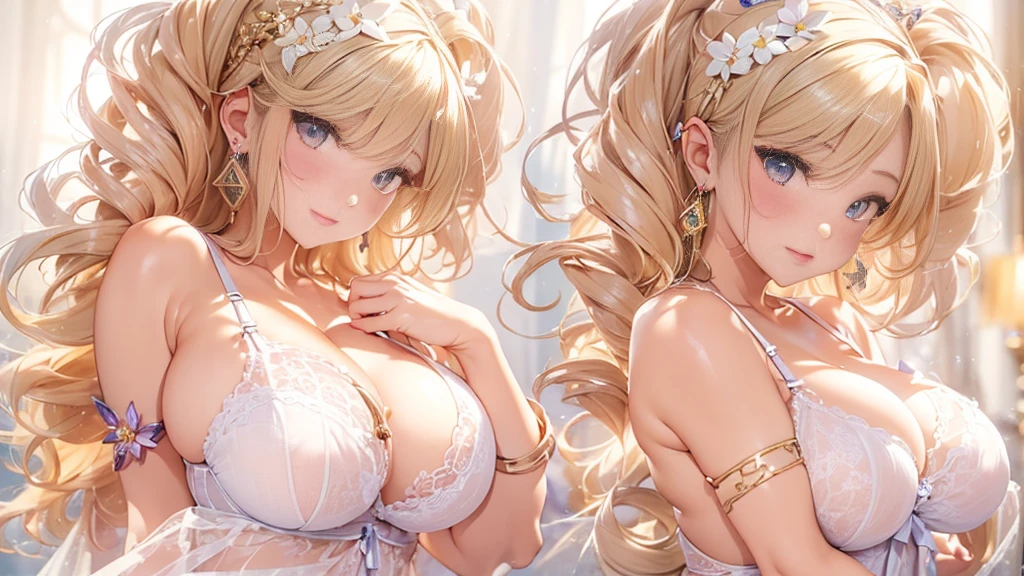 beautiful美しさ, 3D two-dimensional, rich, blonde, skirt, stockings, high heels, poison、star、star、(Highly detailed CG Unity 8K wallpaper),(masterpiece), (最high quality), (Super detailed), (best illustrations),(best shadow), (sharp eyeliner, eye shadow, fine eye:1.1), (超High resolution,realistic,最high quality,realistic),(8K,RAW photo,最high quality,マstarプル),mature woman、sensual curves、huge breasts、thighs、bubble、お尻のmasterpiece, 最high quality, Super detailed, full body shot, mature woman, beautiful mature woman, nightgown and underwear, enchanting smile, thick lips, Chubby lips, blush, looking at the viewer, provocative expression, beautiful髪型, cleavage, Plump、curvy hips、attractive face、sexy lingerie、an inviting gaze、Expression of emotions、Lewd underwear、(((erotic see-through lingerie set)))、Standing position、gorgeous accessories 、big breastsの女性, bare shoulders, golden hair, colored feather, metal ornaments, colored flowers, particle, light, (masterpiece, 最high quality, 最high quality, official art, beautiful and aesthetic:1.2), (1 girl:1.3), very detailed,(fractal art:1.1),(colorful:1.1)、(flowers:1.3),most detailed,(zentangle:1.2), (dynamic pose), (abstract background:1.3), (shiny skin), (lots of colors :1.4), ,(earrings:1.4), (feather:1.4),masterpiece, 最high quality, Super detailed, 30~40 years, full body shot, beautiful 、various hairstyles,gold headband,plump breasts,beautiful butt,greek clothing,Tulle covers the breasts,perfectly proportioned, detailed clothing details,marble,god statue,cinematic lighting, film grain, Fuji color, 8K, masterpiece, Super detailed, high detail, high quality, High resolution,(((NSFW:1.2)))、exposed chest、Openwork decoration,(((see through dress)))、(((解剖学的に正しいbody))) , 最high quality, Super detailed, (((Lewd underwear)))、raise your butt, from below, (((R-18)))、Hakari、thighs, big breasts, Are standing, cowboy shot, blush, (((1 girl))), (masterpiece:1.3), (High resolution), (8K), (very detailed), perfect face, Nice eye and face, (((最high quality))), (Super detailed), detailed face and eye, (alone), High resolution、beautifuleye,(((sexy pose)))、(((整ったbig breasts)))、((beautiful eye))、luxury、(((超High resolution)))、(((detailed description)))、(((ぽっちゃりbody型)))、(((解剖学的構造に一致したbodyの部位)))、beautiful長いまつ毛、バランスのとれたbody型、2Book Arm、2 legs、Just the right size for your legs and arms、Fishnet tights、glamorous、(((Clear white and black eye)))、lipstick、Sparkling、(Undistorted face, eye, body)、jewelry、gem、(長くカールしたbeautifulまつ毛)、(((バランス良いbeautiful胸)))、(Transparent, exquisite skin:1.2)