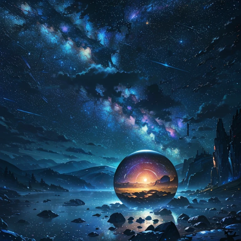 highest quality,4K,8K,High resolution,masterpiece,starry sky,universe,unlimited,milky way,nebula,starlight,distant galaxy,universe船,celestial spheres,Astronomical observation,planet,Star chips,comets,Sky,fantasy