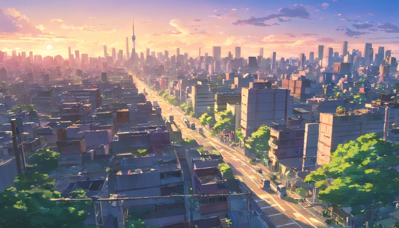 Tokyo cityscape,plant,Ruins where people no longer live,ruined city,with better quality,image of the entire city