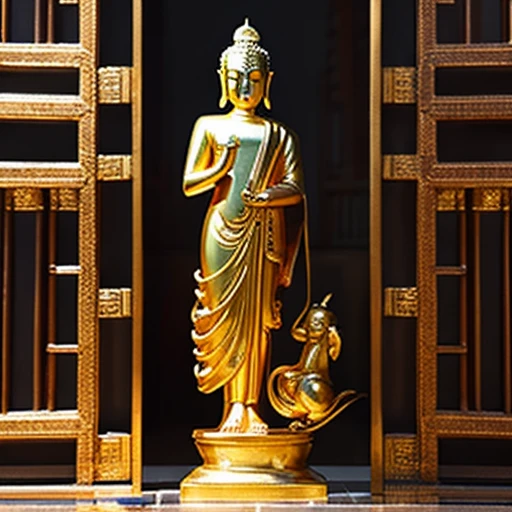 A shining Buddhist statue worshiped in ancient times