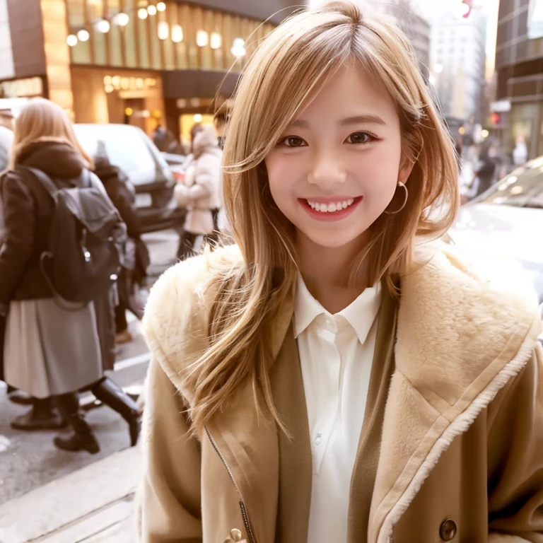 fluffy beige coat、