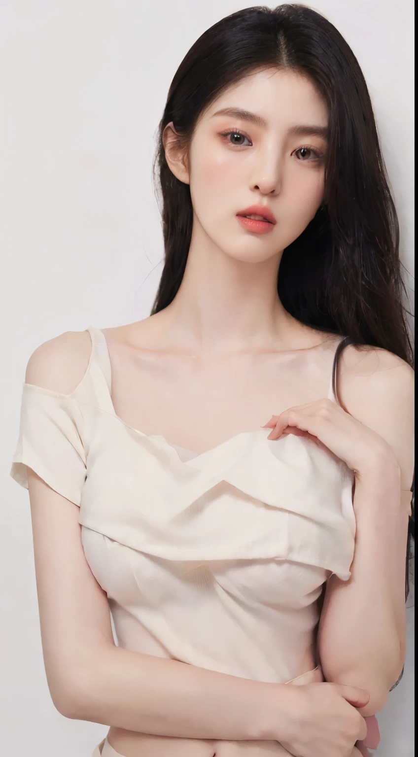 Gentle One Japan Woman、Cute and beautiful 24 years old, Looking here, (ultra detailed beautiful face, Detailed thin lips, Detailed large slicing length, 二重まぶた, A nose with a neat shape with a straight nose), Short hair, (7 heads tall, sloping shoulders, narrow shoulders, thin Upper chest, thin under chest, thin Waist, Very large big breasts:1.5), Tank Top Knitwear:1.1, Downtown, ((Super real photo, Photogenic, top-quality, in 8K, Photorealsitic, masterpiece:1.3))