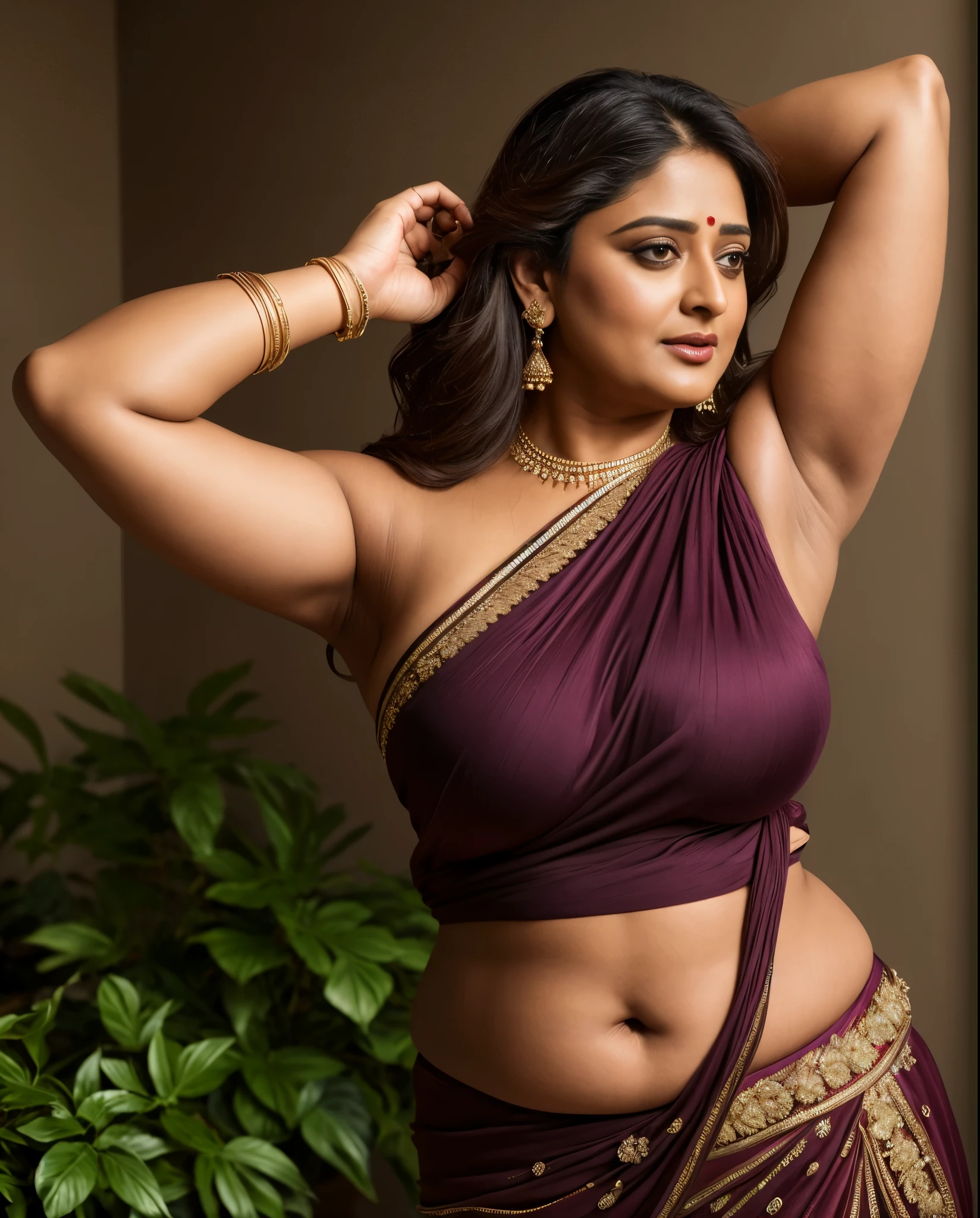 50yo mature MILF Anushka Shetty,((best quality)), ((masterpiece)), ((realistic)), sweat, alluring figure, bulging figure, thick charming lady, curvy, thick navel, full figured woman, eye kajal, massive breast, full body, styled hair, pierced eyes, female face,royal aura, trend on artstation , sharp focus, studio photo, intricate detail, very detailed, detailed eye, illustration, very detailed, sharp focus, digital render, professional, 4k