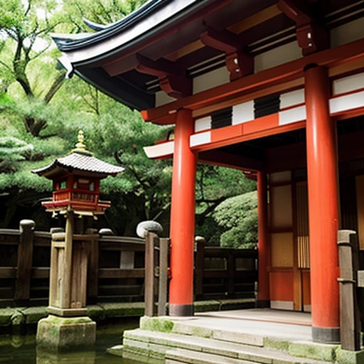 赤いtoriiがあり、red lanterns are hanging。, centered torii, wood々のある山の中のtorii, japan travel aesthetic, 山の中の日本のtorii, Japanese shrines, inspired by Torii Kiyomoto, inari shrine, Inspired by Kyoto, japanese temple, torii, by torii清増二世