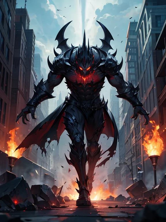 Imagine a fearsome creature, towering and humanoid in shape. Its colossal form exudes an aura of malevolence, instilling terror in all who lay eyes upon it. Its jet-black, impenetrable skin seems to absorb all light, as if a void has taken shape. Razor-sharp claws extend from its massive hands, capable of rending through steel and bone with ease. Glowing red eyes, filled with an unholy intelligence, pierce through the darkness, striking fear into the hearts of even the bravest souls. This indomitable monster, a harbinger of doom, possesses unmatched strength and power, a force that brings forth unparalleled devastation upon humanity."