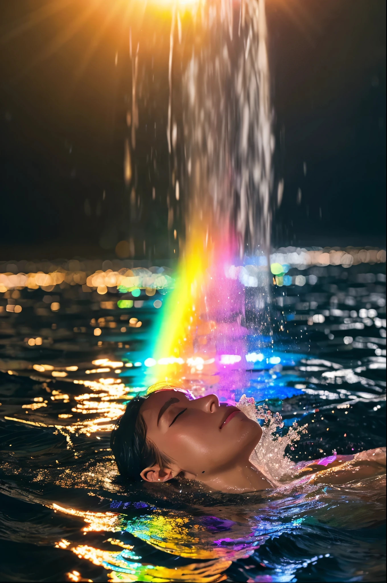 Water overflows from my eyes rainbow