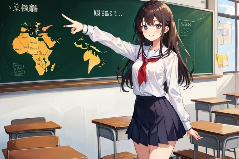Redraw hands、point to the blackboard with your index finger