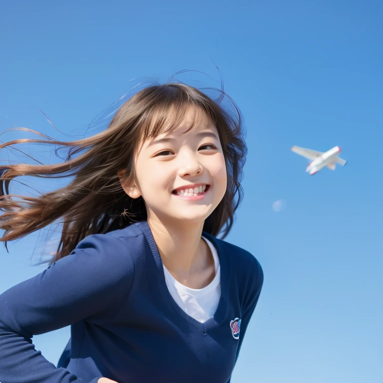 Girl Flying in the Sky、Cute smile、Cute face