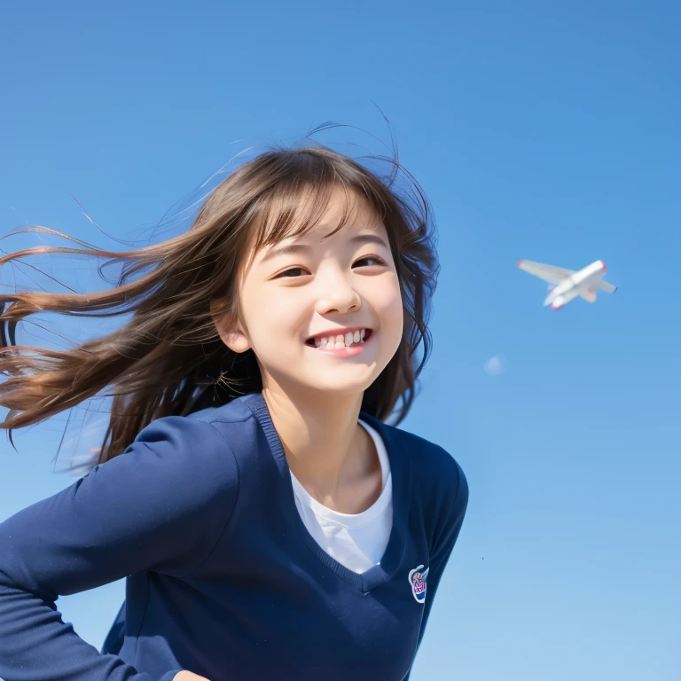 Girl Flying in the Sky、Cute smile、Cute face