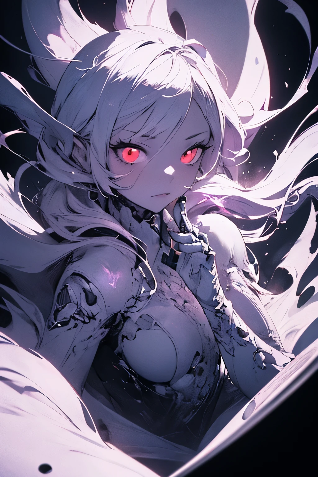 huge filesize,incredibly absurdres,absurdres,wallpaper,colorful,artbook,Cinematic Lighting,moody lighting,available light,1girl,mature_female,white_marble_glowing_skin,lipstick,long_eyelashes,makeup,glowing eyes,multicolored_eyes,female_orgasm,medium breasts,portrait,rolling_eyes,