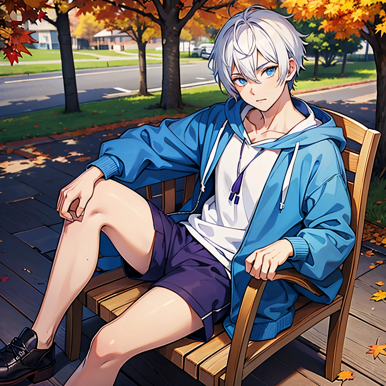 1 man, masterpiece top quality, chubby, belly, round face, shirtless, black big hoodie only, squatting, rain, white small swimsuit, poolside, gachimuchi, (erection: 1.8), conspicuous smile, 30 years old, appealing crotch