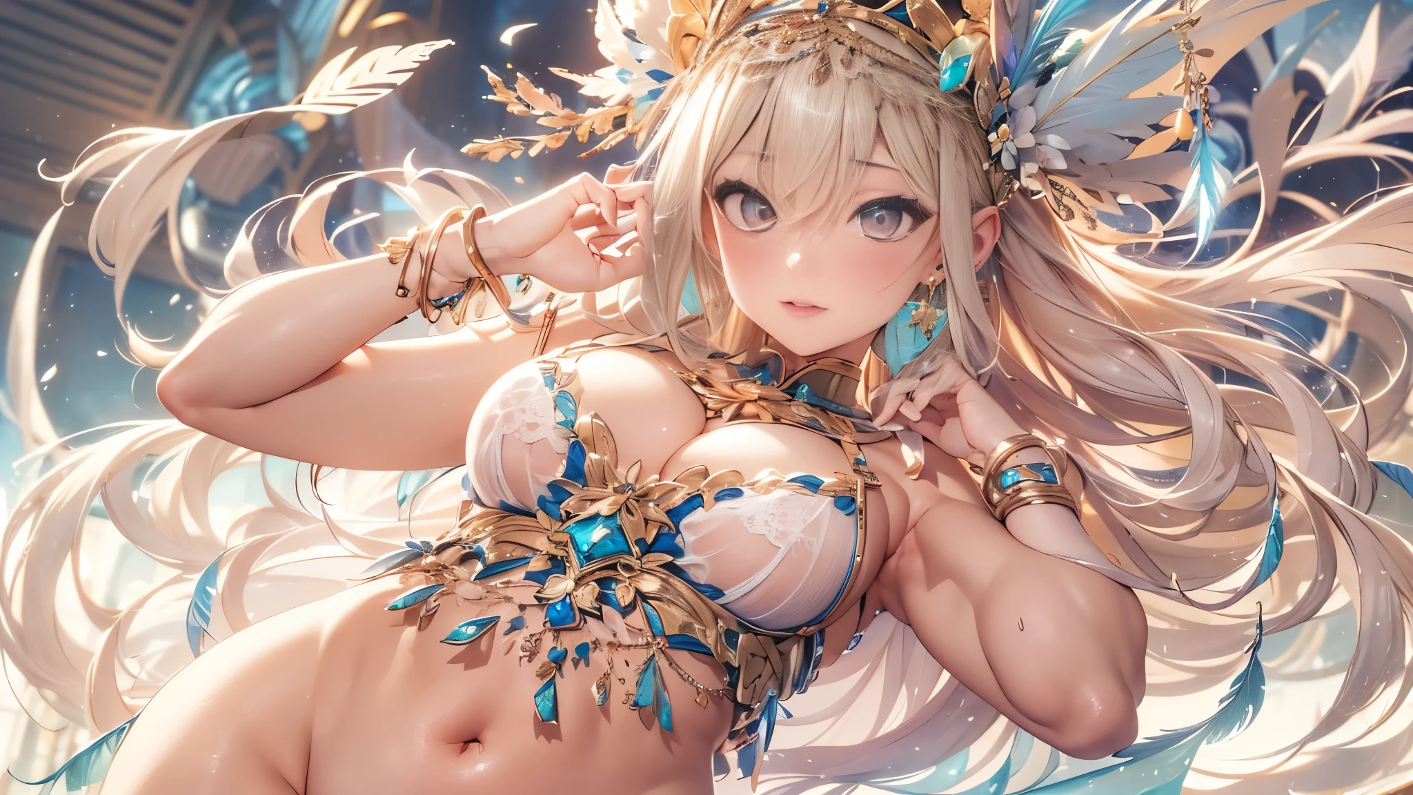 star、star、(Highly detailed CG Unity 8K wallpaper),(masterpiece), (最high quality), (Super detailed), (best illustrations),(best shadow), (sharp eyeliner, eye shadow, fine eye:1.1), (超High resolution,realistic,最high quality,realistic),(8K,RAW photo,最high quality,マstarプル),mature woman、sensual curves、huge breasts、thighs、bubble、お尻のmasterpiece, 最high quality, Super detailed, full body shot, mature woman, beautiful mature woman, nightgown and underwear, enchanting smile, thick lips, Chubby lips, blush, looking at the viewer, provocative expression, beautiful髪型, cleavage, Plump、curvy hips、attractive face、sexy lingerie、an inviting gaze、Expression of emotions、Lewd underwear、(((erotic see-through lingerie set)))、Standing position、gorgeous accessories 、big breastsの女性, bare shoulders, golden hair, colored feather, metal ornaments, colored flowers, particle, light, (masterpiece, 最high quality, 最high quality, official art, beautiful and aesthetic:1.2), (1 girl:1.3), very detailed,(fractal art:1.1),(colorful:1.1)、(flowers:1.3),most detailed,(zentangle:1.2), (dynamic pose), (abstract background:1.3), (shiny skin), (lots of colors :1.4), ,(earrings:1.4), (feather:1.4),masterpiece, 最high quality, Super detailed, 30~40 years, full body shot, beautiful 、various hairstyles，gold headband，plump breasts，beautiful butt，greek clothing，Tulle covers the breasts，perfectly proportioned, detailed clothing details,marble，god statue，cinematic lighting, film grain, Fuji color, 8K, masterpiece, Super detailed, high detail, high quality, High resolution,(((NSFW:1.2)))、exposed chest、Openwork decoration，(((see through dress)))、(((anatomically correct body))) , 最high quality, Super detailed, (((Lewd underwear)))、raise your butt, from below, (((R-18)))、Hakari、thighs, big breasts, Are standing, cowboy shot, blush, (((1 girl))), (masterpiece:1.3), (High resolution), (8K), (very detailed), perfect face, Nice eye and face, (((最high quality))), (Super detailed), detailed face and eye, (alone), High resolution、beautifuleye,(((sexy pose)))、(((big breasts)))、((beautiful eye))、luxury、(((超High resolution)))、(((detailed description)))、(((Chubby body type)))、(((Body parts that match the anatomy)))、beautiful長いまつ毛、balanced figure、２book arm、2 feet、Just the right size for your legs and arms、Fishnet tights、glamorous、(((Clear white and black eye)))、lipstick、Sparkling、Undistorted face, eye, and body、jewelry、gem