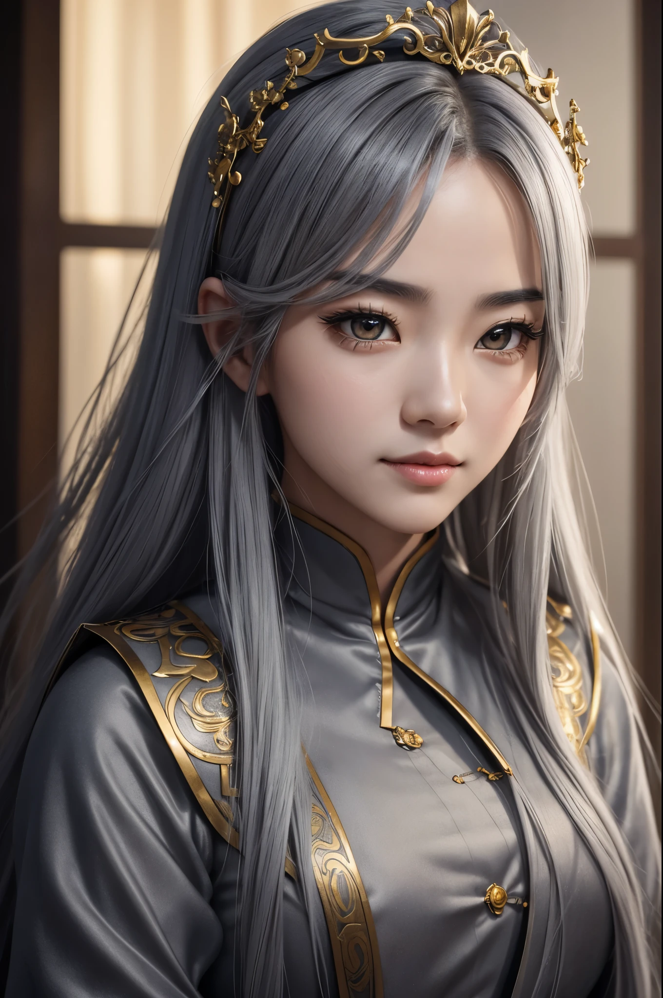 8K,small breasts,gray long hair,黒と金のsexyな衣装を着た女神のClose-up,Super beautiful(like the real thing), beautiful fantasy empress, ((beautiful fantasy empress)), small breasted gray haired welcome. very high detail, extremely detailed ,up to the model | types of bacteria, trending on cgstation, Chenwei Pan On Art Station, Leo gorgeous gray haired beautiful gray haired,Super high resolution,超realistic skin,beautiful expression,fantasy art,laughter(Like the real thing),gray long hair,small breasted ,straight hair,golden eyes,超sexy,rich colors, Backlight, cinematic lighting, film grain, born, 50mm lens, Nikon D850,realistic skin,golden eyes,sexy,sexyなポーズ,Close-up,perspective from above