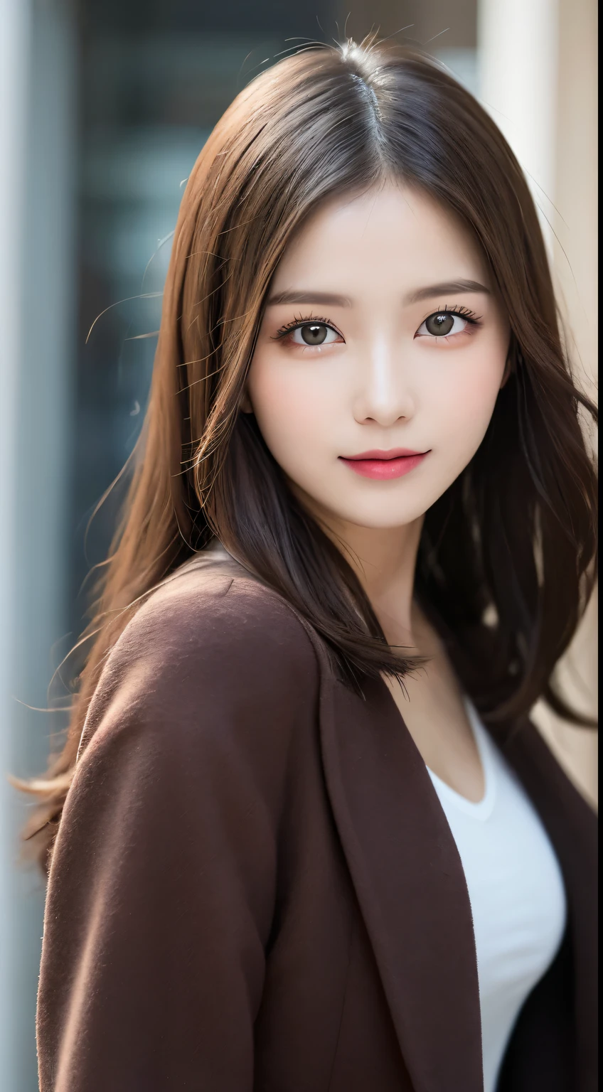 table top, highest quality, shape, Super detailed, finely, High resolution, 8k wallpaper, 完璧なダイナミックな構shape, beautiful and detailed eyes, Gorgeous and stylish black fluffy latest trend Tokyo winter clothes,ランダムなcute髪,small breasts,natural color lip, bold sexy pose,smile、20 year old girl、cute、sexy shot looking at camera,Always blur the background,perfect and beautiful face,Take only the face,beautiful and detailed face、slim face and style,Big eyes、Do gal makeup,real photos、luxury brand mink coat