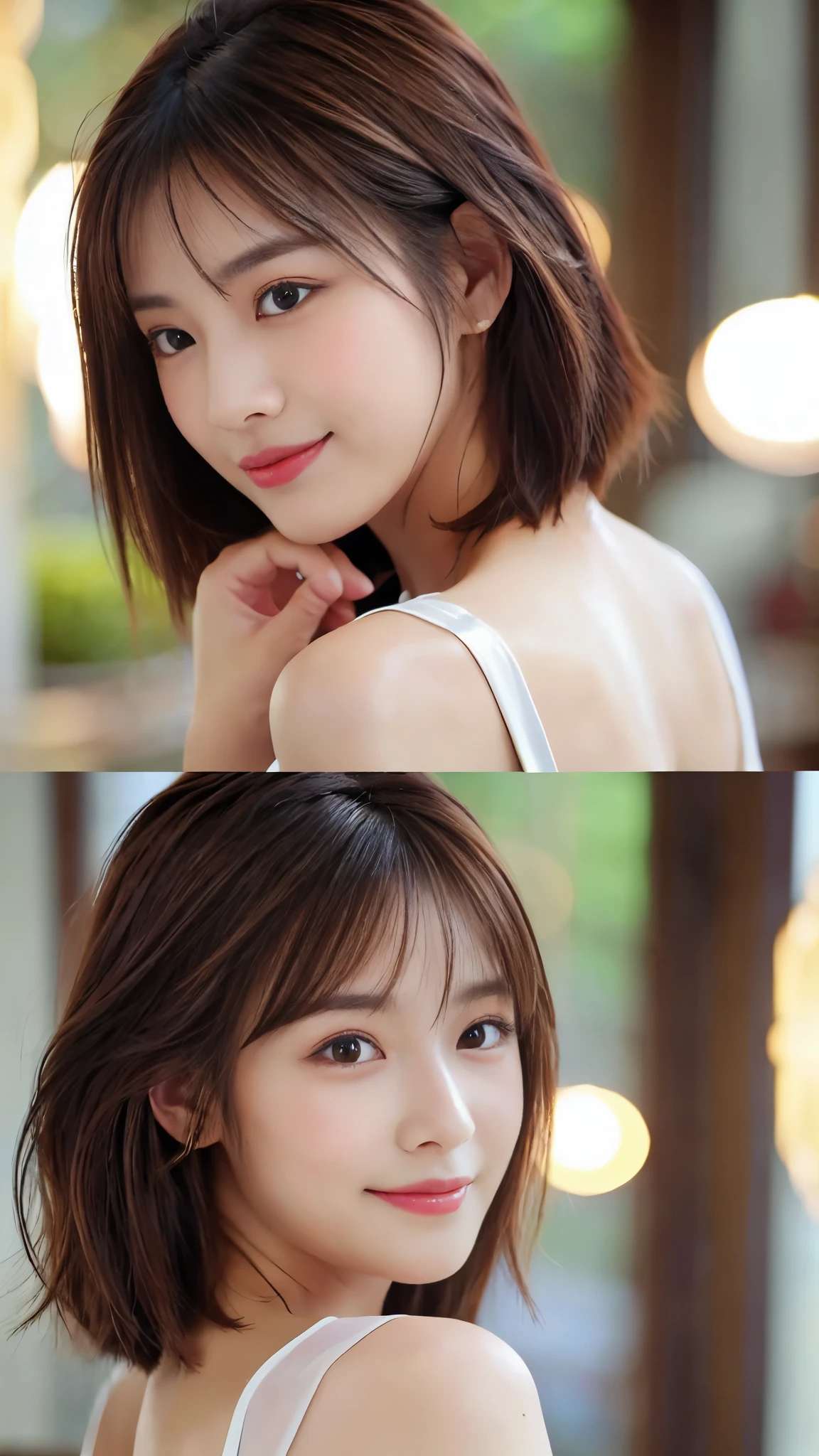 (highest quality、8K、16k、masterpiece、realistic、Super detailed、Beautiful in every detail、ray tracing)、photograph、
at the hotel、Other shots、
beautiful asian woman、japanese woman、25 year old female model、全身のphotograph、((((casual dress、Facing straight behind you))))、(beautiful eyelids)、(((Beautiful back view)))、((((buckshot))))、men are popular、
(detailed face、golden ratio of beauty)、gentle smile、detailed lips、fine eyes、brown hair、((medium bob hair))、my dol style super cute face、Slim and beautiful body lines、Glossy skin、beautiful legs
