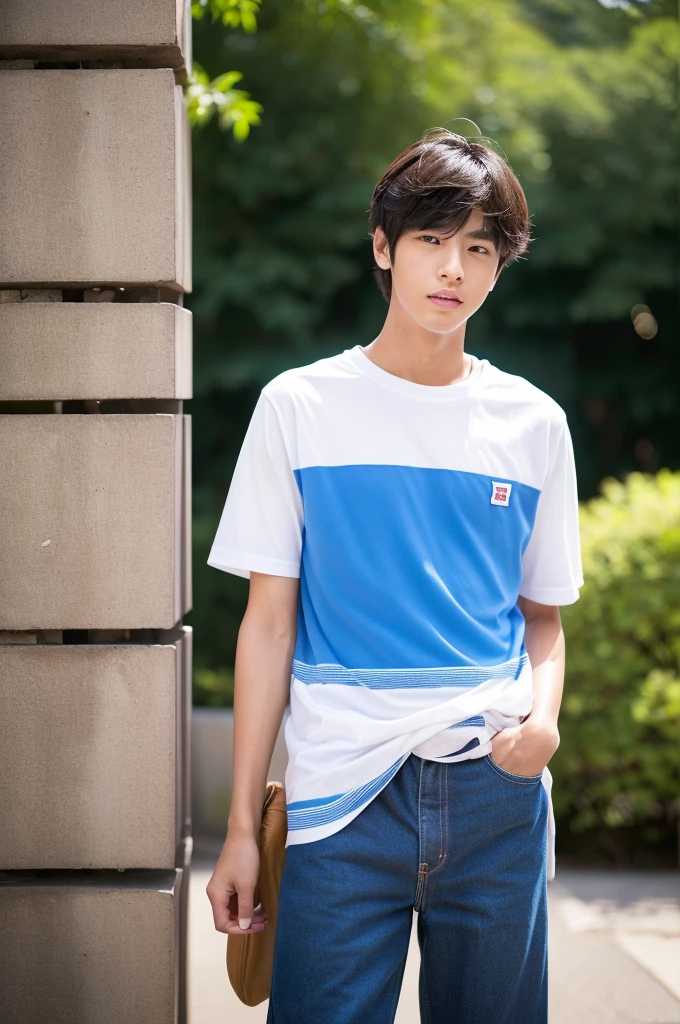 (Aesthetic、Artistic:1.2)、(Bright colors)、(Realistic、photorealistic:1.37)、(highest quality、4K、8K、High resolution、masterpiece:1.3)、(Warm colors)、(soft natural light)、((Handsome guy))、Japanese talent、actor style、I、(((Popular boys are cool)))、((male college student, 全日本male college studentミスターコンテスト入賞者のIは強制変身で男性器消滅してI have a female genitalia) )、((Iは今年のmale college studentミスターコンテスト入賞者))、sensual、slim muscular body、female estrus、Crotch feminization、 Rin々New、 unreasonable、 forcibly、Incomprehensible、the charm of youth、(The disappearance of male genitalia in popular boys、 I have a female genitalia、Impossibility of becoming a boyfriend、Unable to become husband、not a man anymore)、 I&#39;m still thinking of being a boy、 I still want to remain a boy、 I want to go back to being a boy right away、isolated from her、男根が欲New表情、(I can tell it&#39;s a female crotch.)、uniqlo clothing casual、holiday、detailed、Men's Love
