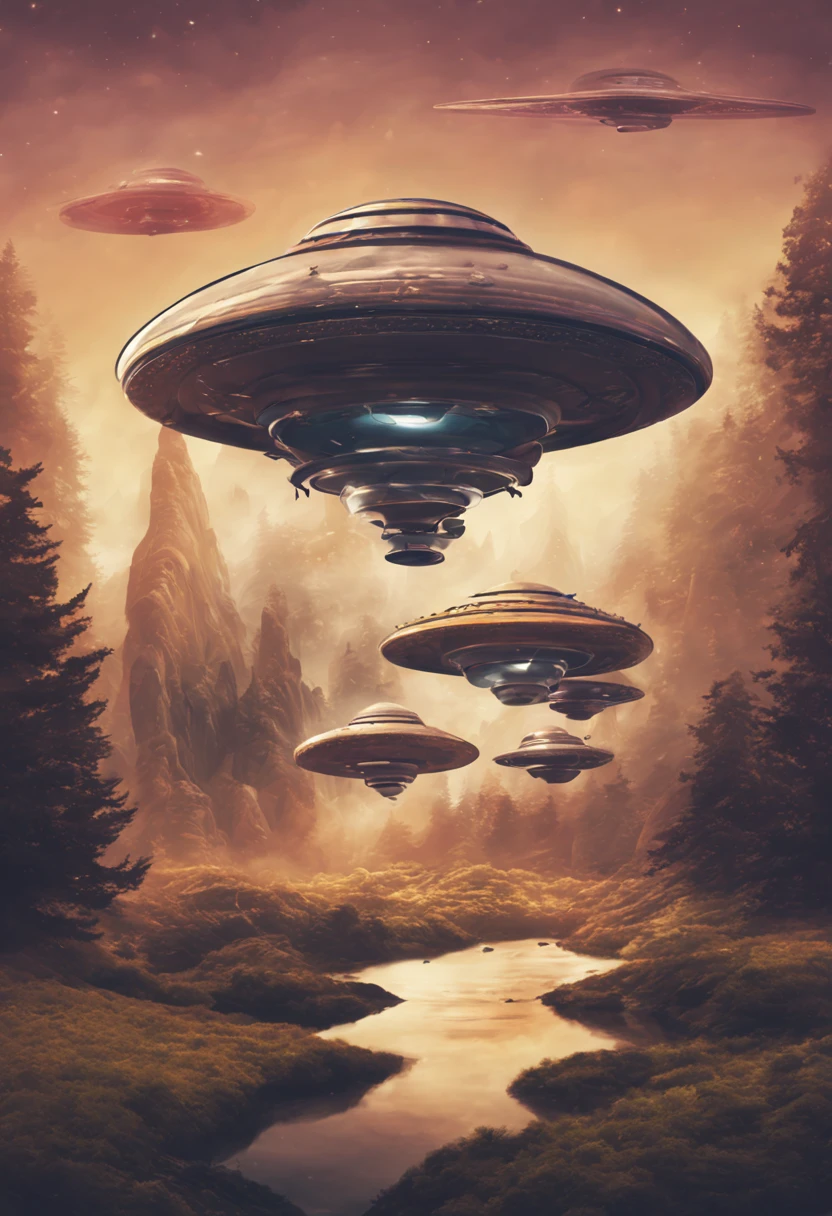 create an image about flying saucers and aliens 