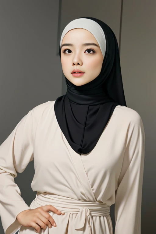 long tshirt Outfit, (RAW photo, Materpiece, Best Quality), Flower Mountain, Landscape view, on the skies wave, Modelling Posing, Clothes that are covered and polite, long-sleeved Hijab clothes, look polite and elegant, ((Best Quality Hijab Hair, Hair close with Hijab)), Full Body Close-Up, (realistic, photo-realistic:1.3), Head Covered With Hijab, best quality of Hijab Girl, Full Hijab Dress, highly detailed Hijab, masterpiece, ultra-detailed, illustration, 1girl, upper_body, dynamic angle, world masterpiece hijabi, best Quality, Amazing, cinematic lighting,