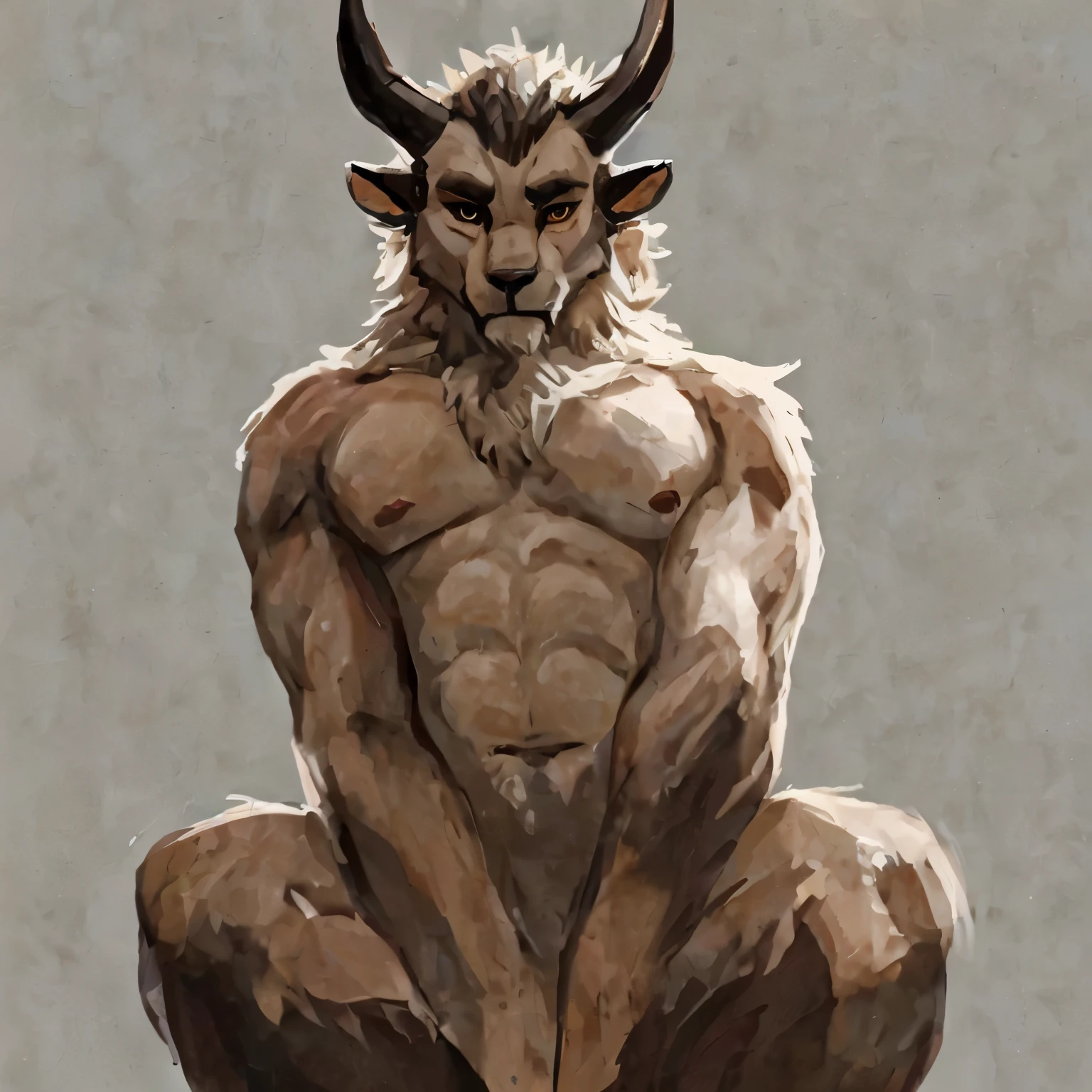Feral charr sitting,nipples,front view,solo ,beautiful eyes,solo,beautiful face,explicit art(artwork by snowskau)