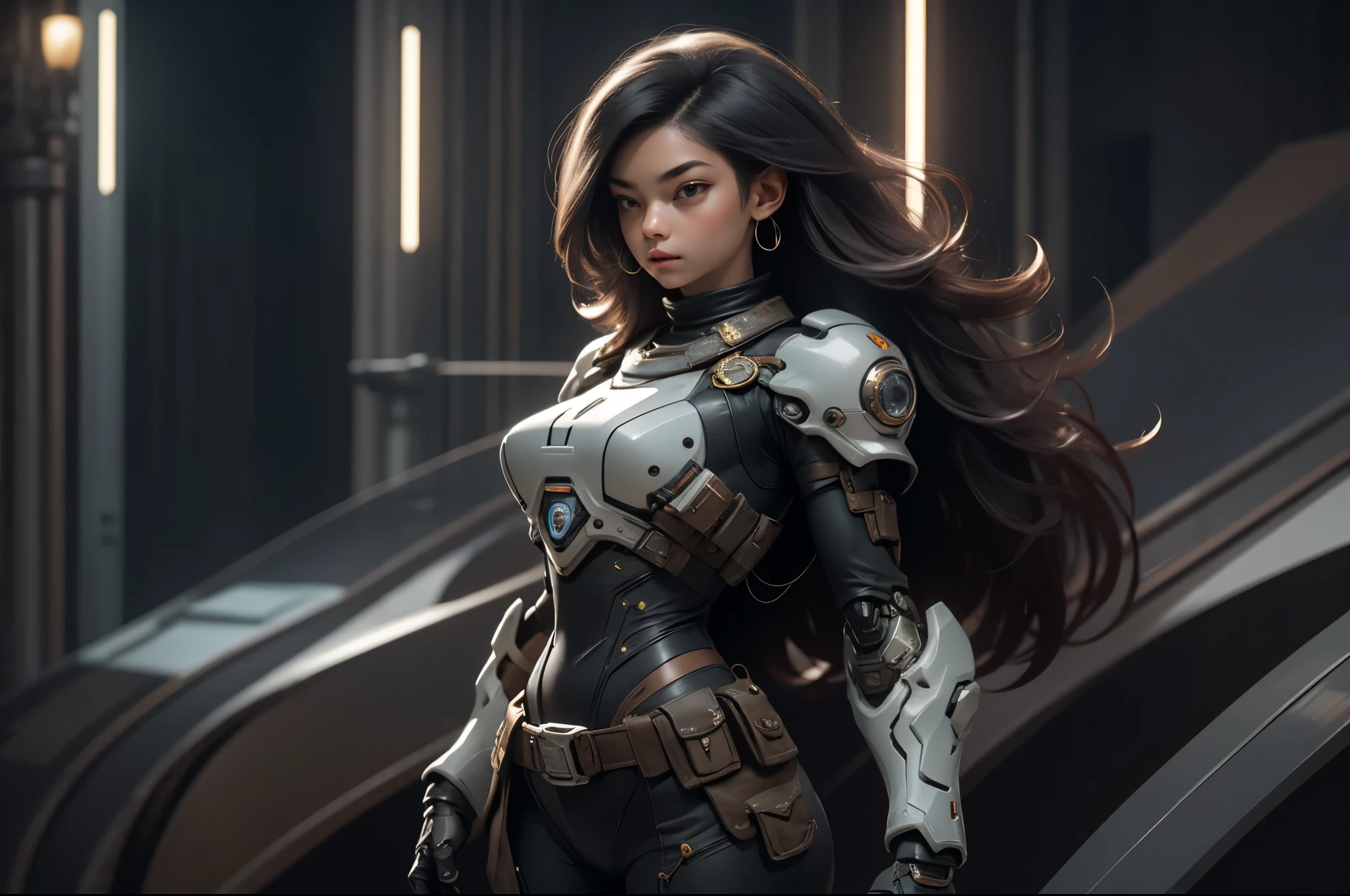 (masterpiece), (best quality), 1girl, mechanic armor, ultra-detailed armor, robotic, futurism, battle field, stand, posing, cool pose